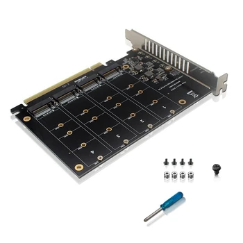 PCIE ДО Nvmex4 M. 2 M Key SSD Карта за разширяване на PCIE X16 Странично Card Сигналната карта на Разделяне на масив на M. 2 Pcie RAID карта