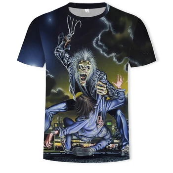 Гореща разпродажба, Лятна Мъжка Тениска с 3D Принтом на Черепа, Vitage Heavy Metal Grim Reaper, Тениски В Стил Харадзюку С Къс Ръкав, Детски Улични Върховете