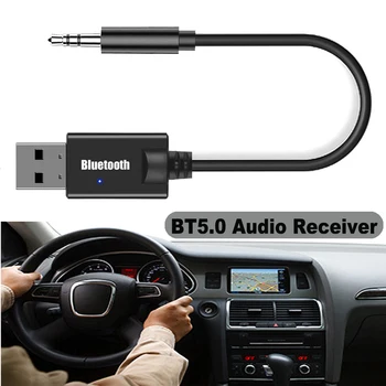 Аудиоприемник Bluetooth USB Dongle 3.5mm Жак Car Audio Aux Безжичен 5,0 Хендсфри За Автомобилен MP3 Плейър Аудиопередатчик