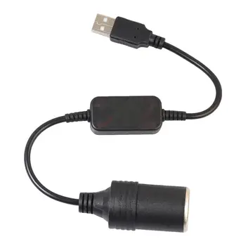 USB конектор за автомобилна Запалка Женски Преобразувател на Контакта Автомобилен Крик Конектор Кабелна Контролер Включете удължителен кабел Конвертор 5V до 12V