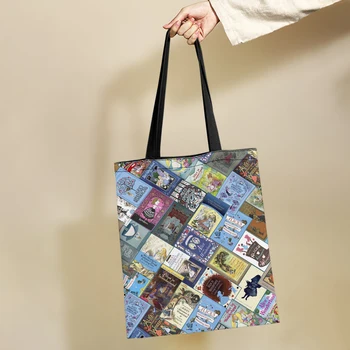 Дамски холщовая чанта Yikeluo, дизайн на плаката на филма, Брандираната дългогодишна чанта за пазаруване, чанта за продукти с голям капацитет, ежедневна чанта