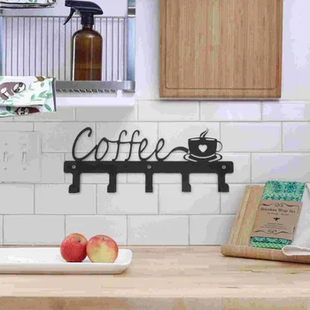 Стенни поставка за кафе чаши, държач за кафе чаши, монтиран на стената с 4 куки, Кухненски стенни поставка