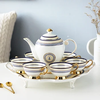 Британски следобеден чай набор от европейската лека луксозна кафеена чаша, керамика чаша за цветята-чай, домакински уреди за чай с тава