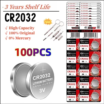10-100ШТ Литиева Монетная батерия CR2032 210 ма Голям капацитет с Мощен изход 3 за дистанционното управление на телевизор, автомат ключодържател, Калкулатори и т.н