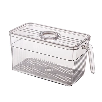 Кутия за съхранение на хладилника Основната Кутия-органайзер за пресни продукти с дръжка Прозрачен материал на Снимката Цвят
