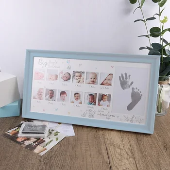 Рамка за снимки с отпечатъци от ръцете и краката, рамка за снимки с отпечатъци, Айде рамка за снимки растеж на новороденото 12-месечно бебе
