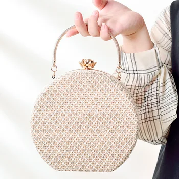 Нов модерен клатч, кръгла чанта, луксозна дизайнерска чанта за жени, женски мини чантата си за сватбеното парти, жените вечерна чанта-калъф