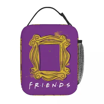 Лилаво лого Door Friends ТВ Шоу Изолирани пакети за обяд Термосумка Многократно използване на Голям Обяд-бокс Чанта-тоут Чанти за съхранение на храни за Пътуване в колеж