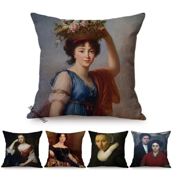 Европейски стил, реколта домашна декоративна калъфка за възглавница с портрет на една благородна жена, елегантна дама, калъф за диванной възглавници с древния принтом