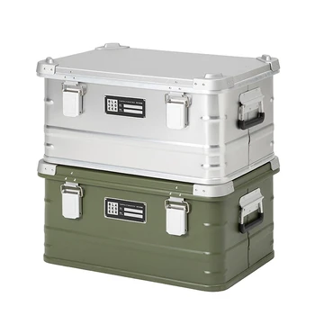 Кутия от алуминиева сплав с обем 47 л, кутия за съхранение на открито, кутия за къмпинг, просторен багажник за движение, преносим калъф за малките неща