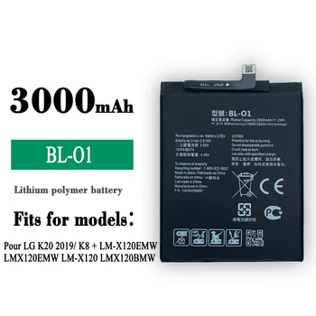 Нов 3000 mah 3,85 В BL-01 Батерия За LG K20 2019 K8 BL-O1 Батерия за Мобилен Телефон Благородна работа на смени Батерията Литиева Батерия