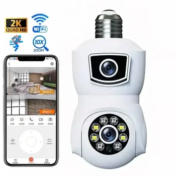 E9 lampadina a doppia lente Camara Безжична Smart-Камера за Нощно Виждане за помещения 360 градуса panoramica Wifi lampadina Dome Socket Net