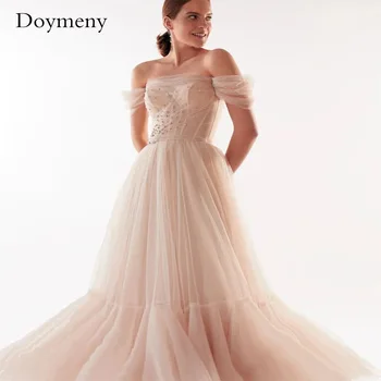 Елегантна тюлевое рокля за бала Doymeny 2023, Многоцветен деколте лодка, ръкавите на осп, чрез шнурове отзад с лъкове, расшитыми пайети.