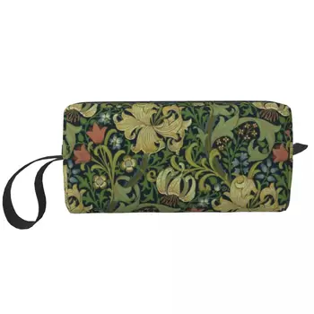 Скъпа чанта за тоалетни принадлежности на фирмата William Morris, дамски косметичка с цветен текстил модел, косметичка за грим, комплект за съхранение на козметиката