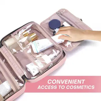 Елегантен калъф за козметични бижута, голям пътна чанта за тоалетни принадлежности с кабинета-организатора за бижута за жени за ръка