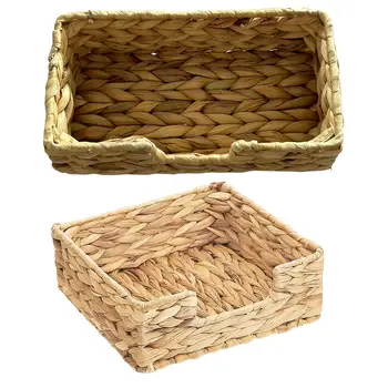 Плетени кошници с Капак кутии за салфетки Тава за подаване на хляб, закуски Стилни кутии за съхранение на рафтовете Спалня Офис бюро Декорация на дома