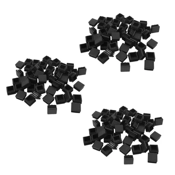 Пластмасов капак за крака на стола, квадратна тръба, поставяне, черен, 20 мм x 20 мм, 150 бр.