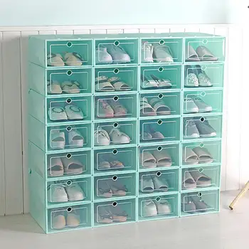 Кутия за организатор за обувки, дебели Прозрачна Пластмасова Кутия за съхранение на обувки Правоъгълна Кутия за обувки от полипропилен С дебела кутия