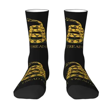 Сладки чорапи с флага либертарианца Гадсденса, мъжки и дамски чорапи с 3D-принтом 