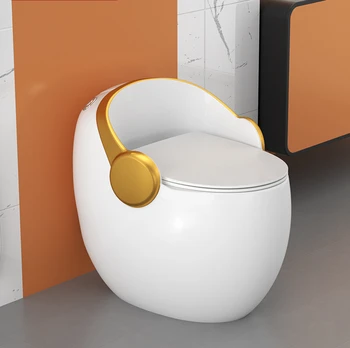 Домашен тоалетна Креативна цветна кръгла Малък апартамент, голям водосточни тоалетна чиния с брызгозащищенным сифон, Тъпо водосточни тоалетна чиния