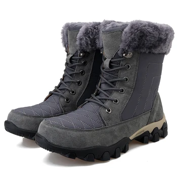 Зимни Зимни обувки Мъжки Водоустойчив Мъжки обувки и Топли обувки, за разходки на открито устойчива на плъзгане Новост 2021 г. Черен Сив