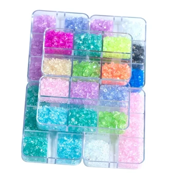 6 Нишки / кутия 12 стилове, Обичайната форма, Счупено стъкло, камъни, мини-разноцветни блестящи кристали за дизайн на ноктите, със собствените си ръце / Пълнител за форми от смола
