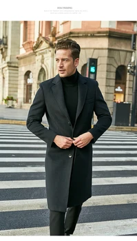 2023 мъжко модно тънката вълнена палто с дължина над коляното, луксозно бушлатное палто за бизнес господин, мъжки тренч, палта, 19454 г.