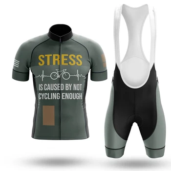 Стрес е предизвикан от липсата на каране на велосипед, комплект от джърси, лигавник, къси панталони, костюми, велосипедна дрехи, комплекти за планински пътят мотори, дрехи