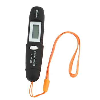 3-Кратно безконтактен мини-инфрачервен термометър за измерване на IR-температура на Цифров LCD дисплей Инфрачервена писалка DT8220 Черен
