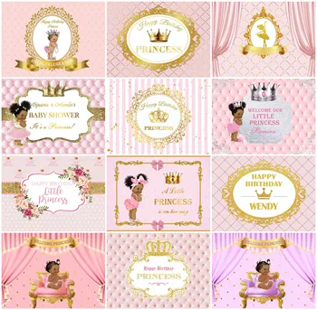 На фона на детската душа, Снимка на рожден ден на розови момичета, Crown принцеса, Индивидуален плакат, подпори, за да снимам на фото студио
