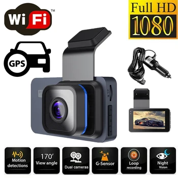 Автомобилен Видеорекордер WiFi HD 1080P Dash Cam Автомобилна Камера за автомобил с видео Рекордер за Нощно Виждане един dashcam GPS Черна Кутия Секретаря на Аксесоари за Автомобили