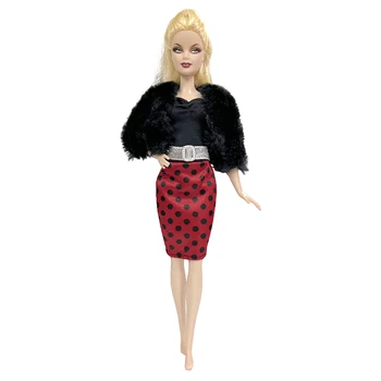 NK 1 комплект, модерен 30 см 1/6, луксозен, удобен материал, мека къса палто, облекло за кукли Барби, аксесоари за кукли Рокля