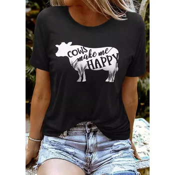 Тениска с принтом Rheaclots Women ' s Cows Make Me Happy