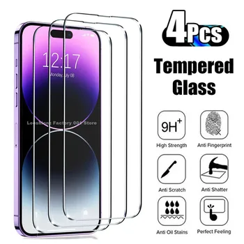 2 /4шт Защитно фолио за екрана на iPhone 15 11 12 13 14 Pro Max Mini Закалено Стъкло за iPhone X XR XS MAX 6 6S 7 8 14 15 Plus Glass