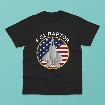 Класическа тениска с американския флаг F-22 Raptor Размер M, L, XL, 2XL, 3XL с дълъг ръкав