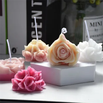 Силиконова форма за свещи във формата на 3D цвете, Роза, Ароматна свещ, форма за сапун, форма от смола за дома, подаръци за Свети Валентин
