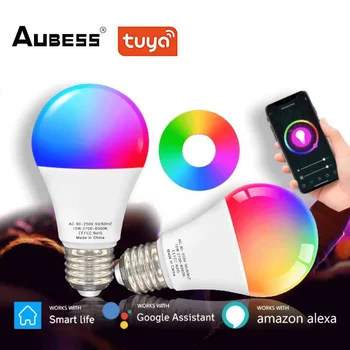 AUBESS Sasha WiFi E27 B22 Умна Лампа с регулируема яркост RGBW 100-240 В led Лампа Smart Life App Control Поддръжка Алекса Google Home Alice