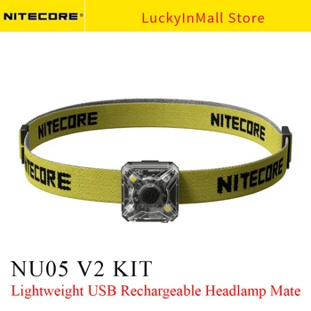 Налобный фенер NITECORE NU05 V2 KIT, която се презарежда чрез USB, 4 високо-производителни светодиода 40 лумена бяла и червена светлина за аварийно-спасителни работи на открито