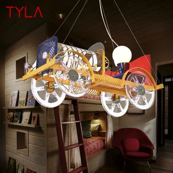 TYLA Детска Кола Окачен Лампа Vintage LED Creative Fashion Cartoon Light За Детска Градина Декор С Дистанционно Управление