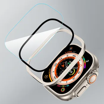 Закалено Стъкло За Apple Watch Ultra 49 мм и Защитно Фолио За екран Със Защитено От Надраскване Full HD Film Метална Броня iWatch Ultra case Аксесоари