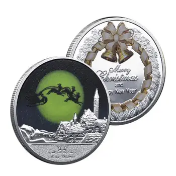 Весела Коледа на Възпоменателни монети, Сувенири Дядо Коледа Монети с пожелания За декорация на Интериор Детски подаръци