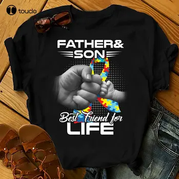 Баща И Син, най-Добрите Приятели на живота, Тениски С Аутизъм, Мъжки, Дамски Тениски За Рожден Ден, Летни Блузи, Тениски, Плажни Xs-5Xl, Новост