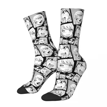 Секси чорапи с емоции на лицето си стил аниме, Дишащи чорапи Waifu Момиче Skateboard Crew, Меки, за жени, мъже, Идея за подаръци за рожден ден