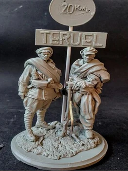 В разглобено формата 1/24 Гражданска война в ДРЕВНА Испания, битката при Теруэле (2 фигурки) Комплекти миниатюрни модели от смола, небоядисана