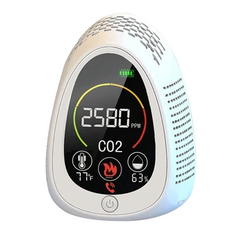 1 бр 4 В 1 Димна аларма + Co2 + Влажност + Температура Многофункционален измерител на мониторинг на качеството на въздуха Влагомер Бял