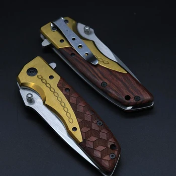 Гореща Разпродажба Сгъваем Нож От Стомана Острие Стомана 440C + Дървена Дръжка Джоб-Ловни Ножове Къмпинг Нож За Оцеляване на Открито EDC Инструменти