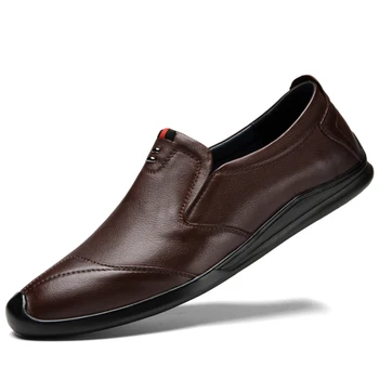 Класически мъжки обувки от естествена кожа, дишаща удобни ежедневни обувки за шофиране, мъжки обувки на равна подметка, бизнес работна модельная обувки за мъже