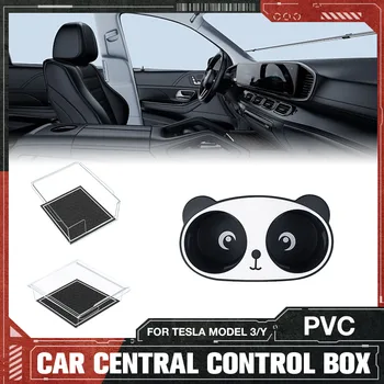 Кутия за подлакътник на Tesla Model 3/Y Акрилна прозрачна кутия за съхранение на централното управление на Panda поставка за Чаши