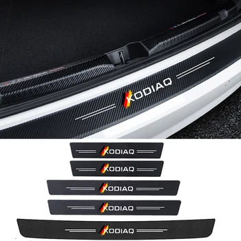 Етикети със защита от надраскване на праг на автомобил, защитно фолио, етикети за икона на Skoda Kodiaq, лента за праг на задния багажник, аксесоари за интериора