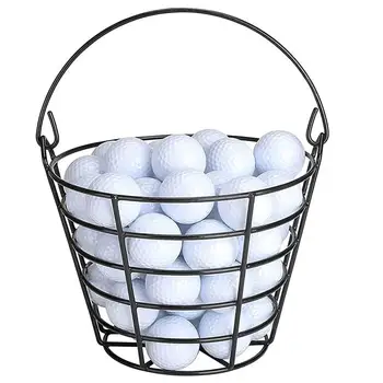 Кош за топки за голф от метална тел, Метална кофа за контейнери за топки за голф да побира 50 топки, кофа за носене на топки за голф в задния двор
